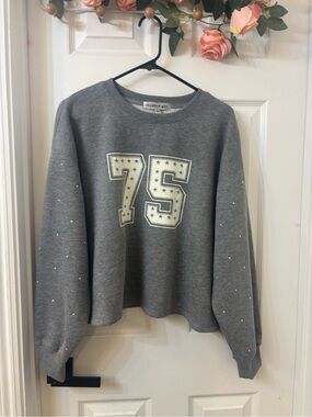 NWT! Madden Girl Gray Pullover Sweatshirt with Metallic '75'